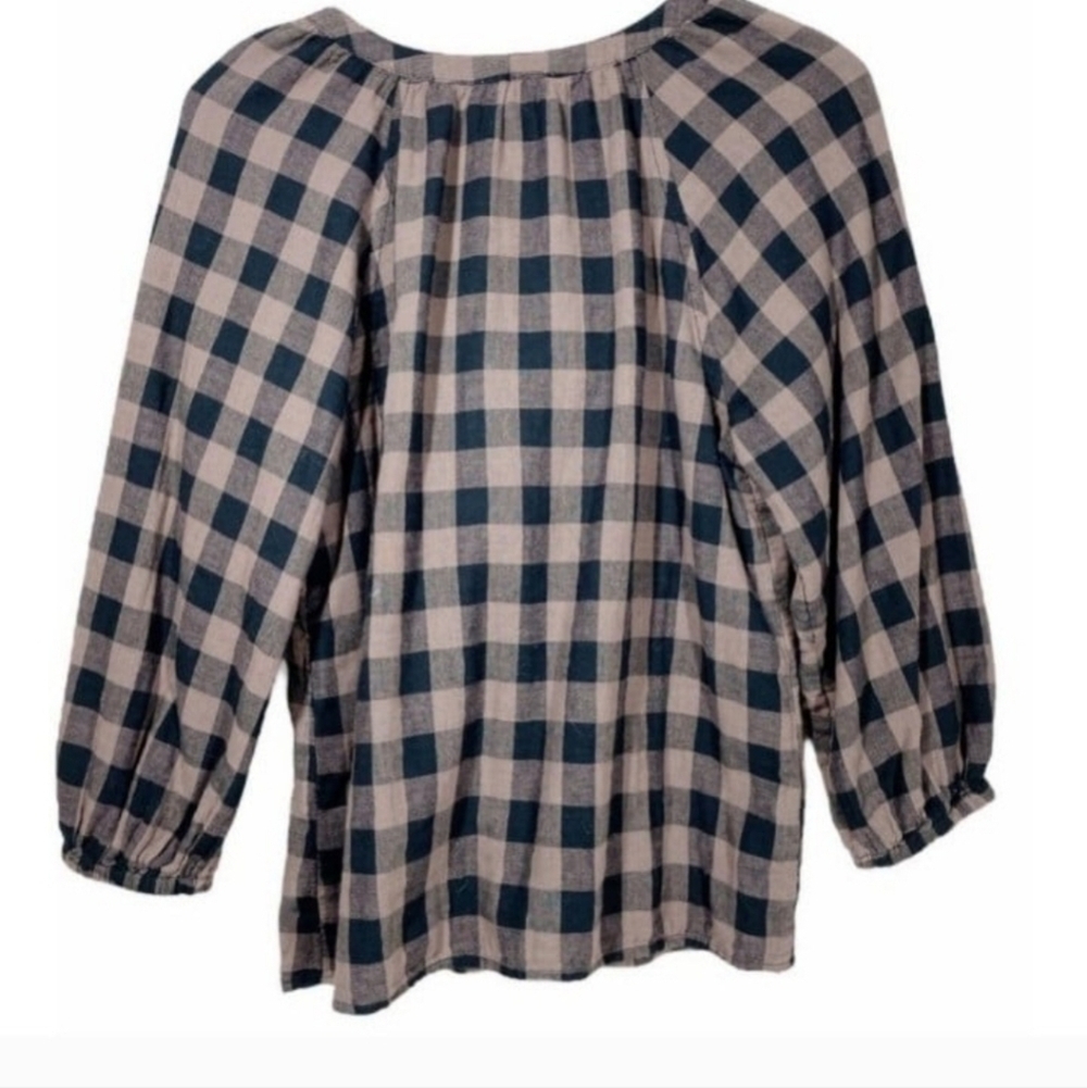 Beach Lunch Lounge Collection Cotton Gingham Button Up Blouse Size Small - Picture 3 of 4